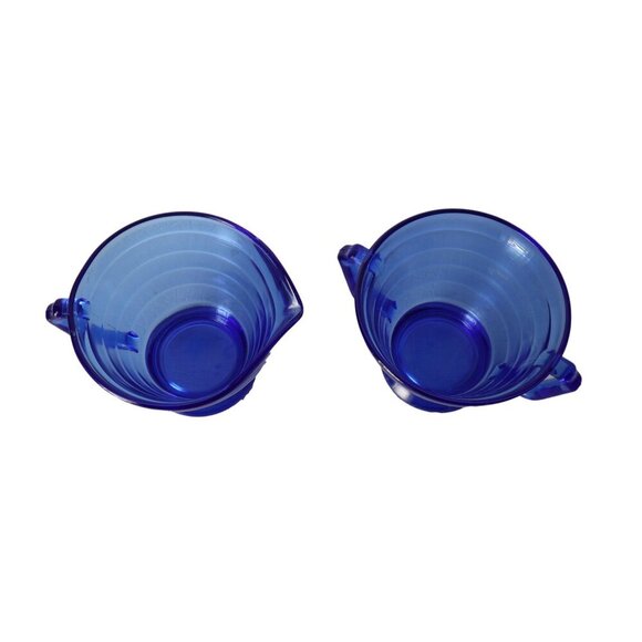 Vintage Moderntone Cream and Sugar Set Cobalt Blue 1930's Hazel Atlas - Picture 3 of 4